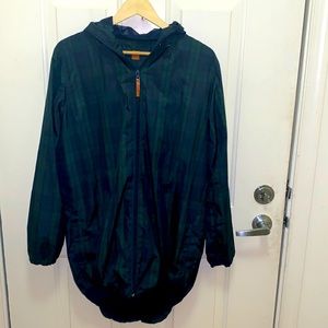 Unyforme hooded green plaid windbreaker (S)